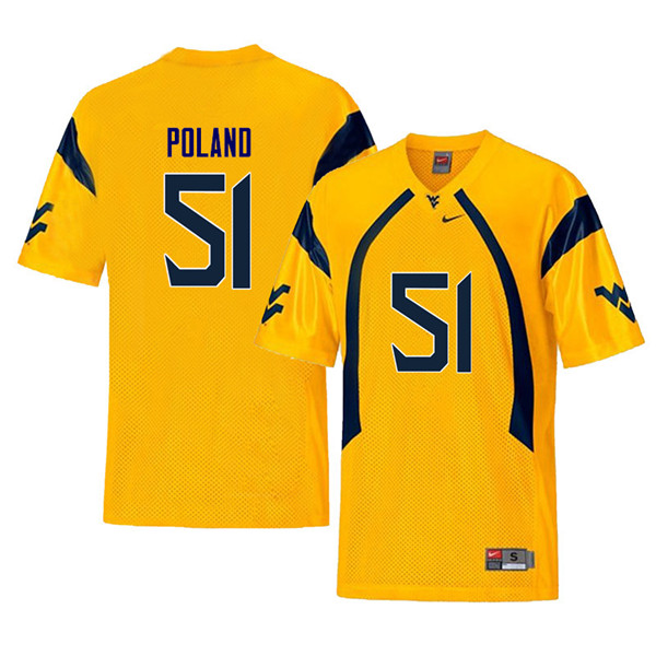 NCAA Men's Kyle Poland West Virginia Mountaineers Yellow #51 Nike Stitched Football College Retro Authentic Jersey YQ23H20OH